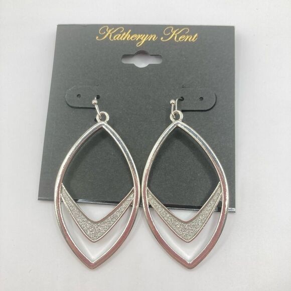 New Women’s Katheryn Kent Silver Sparkle Enamel Tear Drop Earrings - Picture 1 of 4